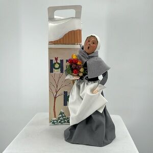 VTG Byers Choice SIGNED Pilgrim Woman w/ Cornucopia 13” 1997